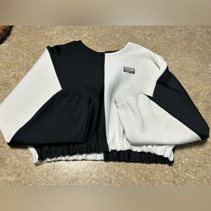 Adidas Black and White Cropped Sweatshirt